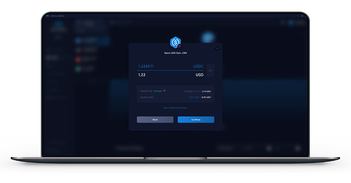 Infinity Wallet - Send USDC OP